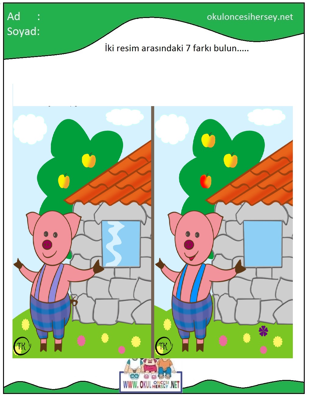 okul öncesi İki Resim Arasındaki Farkı Bul